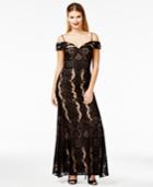 Morgan & Company Juniors' Off-the-shoulder Lace Gown