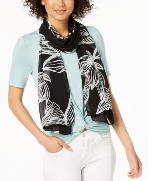 Calvin Klein Graphic Floral Chiffon Scarf