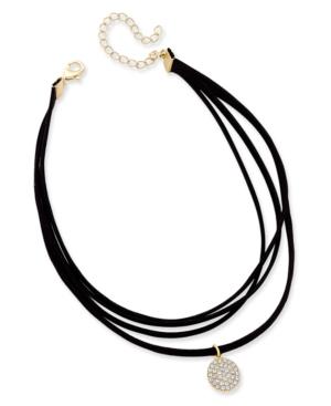Inc International Concepts Gold-tone Pave Multi-row Imitation Suede Choker Necklace, Only At Macy's