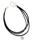 Inc International Concepts Gold-tone Pave Multi-row Imitation Suede Choker Necklace, Only At Macy's