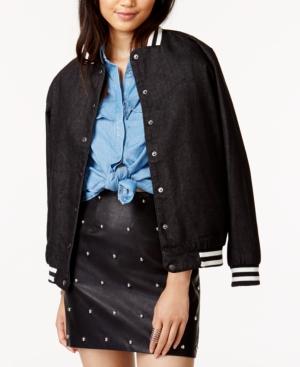 Minkpink Cotton Embroidered Denim Bomber Jacket