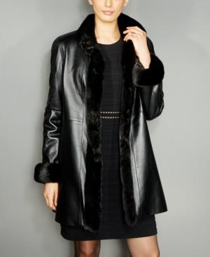 The Fur Vault Mink-fur-trim & Rabbit-fur-lined Leather Coat