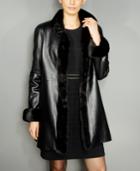 The Fur Vault Mink-fur-trim & Rabbit-fur-lined Leather Coat