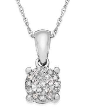 Diamond Cluster Pendant Necklace In Sterling Silver (1/10 Ct. T.w.)