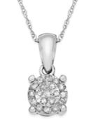 Diamond Cluster Pendant Necklace In Sterling Silver (1/10 Ct. T.w.)