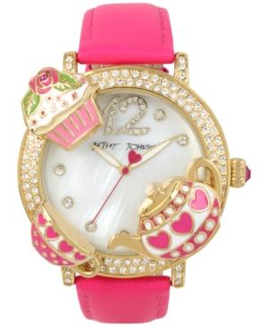 Betsey Johnson Women's Fuchsia Leather Strap Watch 44mm Bj00614-02