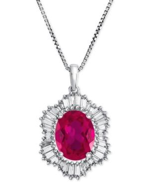 Lab-created Ruby (1-7/8 Ct. T.w.) And White Sapphire (3/4 Ct. T.w.) Pendant Necklace In Sterling Silver