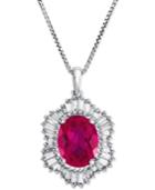 Lab-created Ruby (1-7/8 Ct. T.w.) And White Sapphire (3/4 Ct. T.w.) Pendant Necklace In Sterling Silver