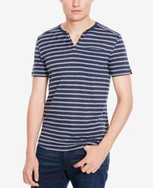 Kenneth Cole New York Men's Striped Slub Short-sleeve Henley