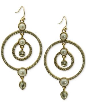 Guess Gold-tone Crystal & Imitation Pearl Orbital Drop Earrings