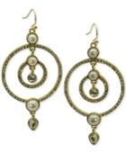 Guess Gold-tone Crystal & Imitation Pearl Orbital Drop Earrings