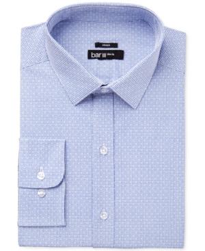 Bar Iii Men's Slim-fit Stretch Easy Care Max Blue Diamond Windowpane Dress Shirt, Only At Macy's