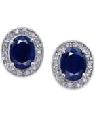 Sapphire (3 Ct. T.w.) And Diamond (1/5 Ct. T.w.) Stud Earrings In 14k White Gold