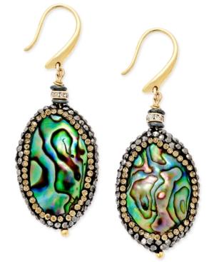 Paul & Pitu Naturally 14k Gold-plated Abalone And Hematite Drop Earrings