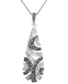 Genevieve & Grace Sterling Silver Necklace, Marcasite And Crystal Teardrop Swirl Pendant