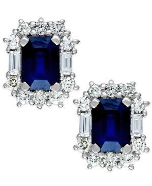 Sapphire (2-1/3 Ct. T.w.) And Diamond (7/8 Ct. T.w.) Earrings In 14k White Gold