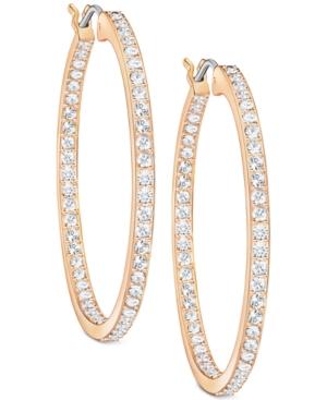 Swarovski Rose Gold-tone Pave 1-3/8 Hoop Earrings