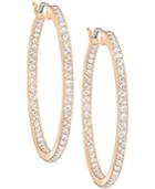 Swarovski Rose Gold-tone Pave 1-3/8 Hoop Earrings