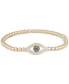 Wrapped Diamond Evil Eye Stretch Bead Bracelet (1/6 Ct. T.w.) In 14k Gold Over Sterling Silver