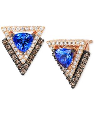 Le Vian Tanzanite (4/5 Ct. T.w.) And Diamond (1/2 Ct. T.w.) Geometric Stud Earrings In 14k Rose Gold