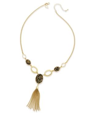 Thalia Sodi Gold-tone Glitter And Tassel Oval-link Statement Necklace, Only At Macy's
