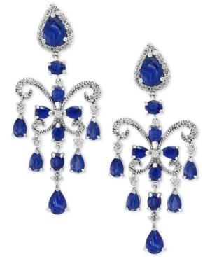 Final Call By Effy Sapphire (7-1/2 Ct. T.w.) & Diamond (5/8 Ct. T.w.) Chandelier Earrings In 14k White Gold