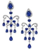 Final Call By Effy Sapphire (7-1/2 Ct. T.w.) & Diamond (5/8 Ct. T.w.) Chandelier Earrings In 14k White Gold