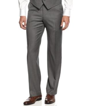 Alfani Red Pants Mid-grey Stepweave Slim Fit