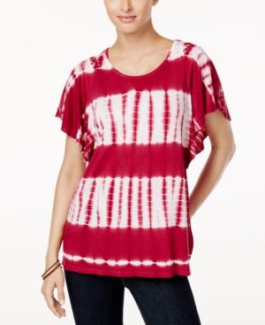 Style & Co Tie-dyed Flutter-sleeve Top, Only At Macy's