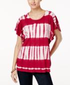 Style & Co Tie-dyed Flutter-sleeve Top, Only At Macy's