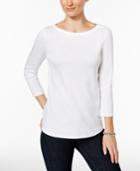 Charter Club Petite Button-shoulder Top, Only At Macy's