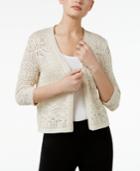 Jm Collection Petite Cropped Crochet Cardigan, Created For Macy's