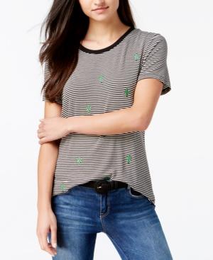 Carbon Copy Embroidered All Over Cactus Striped T-shirt