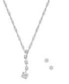 Charter Club Silver-tone Cubic Zirconia Pendant Necklace And Stud Earrings