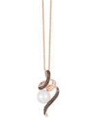 Le Vian Chocolatier Freshwater Pearl (9mm) And Diamond (1/4 Ct. T.w.) Pendant Necklace In 14k Rose Gold