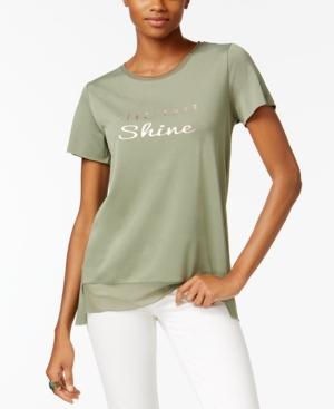 Jamie & Layla Graphic Chiffon-trim Top