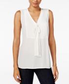 Maison Jules Pleated Tie-neck Blouse, Only At Macy's