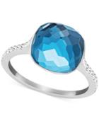 Swarovski Silver-tone Blue Faceted Crystal Ring