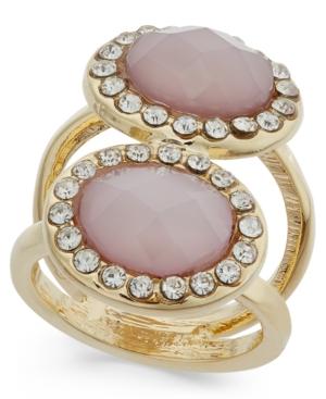 Inc International Concepts Gold-tone Double Pink Stone And Crystal Ring, Only At Macy's
