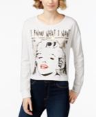 Marilyn Monroe Juniors' What I Want Foil Graphic Pullover Sweatshirt