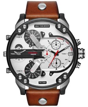 Diesel Men's Mr. Daddy 2.0 Brown Leather Strap Watch 57mm Dz7394