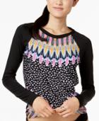 Bar Iii Magic Touch Printed Rash Guard, Only At Macy's Women's Swimsuit