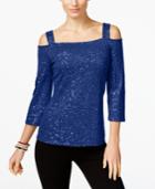 Inc International Concepts Sequined Cold-shoulder Top, Only At Macy's