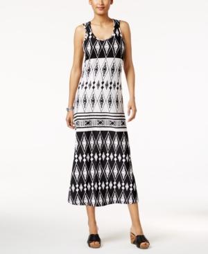 Style & Co Printed Crochet-lace Maxi Dress, Only At Macy's