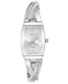 Charter Club Women's Silver-tone Twisted Pave Bangle Bracelet Watch 20mm, Only At Macy's