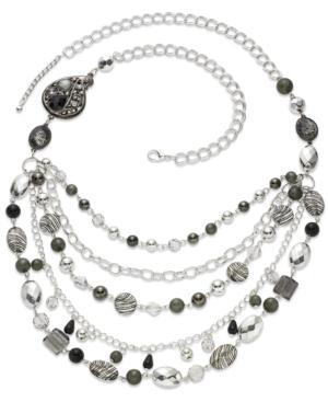 Style&co. Necklace, Silver-tone Beaded Multi-row Necklace