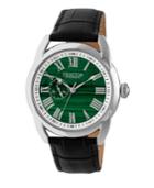 Heritor Automatic Marcus Silver & Forest Green Leather Watches 43mm