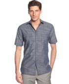 Alfani Black Shirts, Warren Solid Textured Short Sleeve Shirt