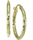 Giani Bernini Textured Hoop Earrings In 18k Gold-plated Sterling Silver, Created For Macy's