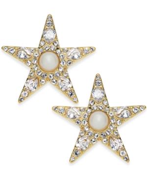 Kate Spade New York 14k Gold-plated Imitation Pearl And Pave Star Stud Earrings